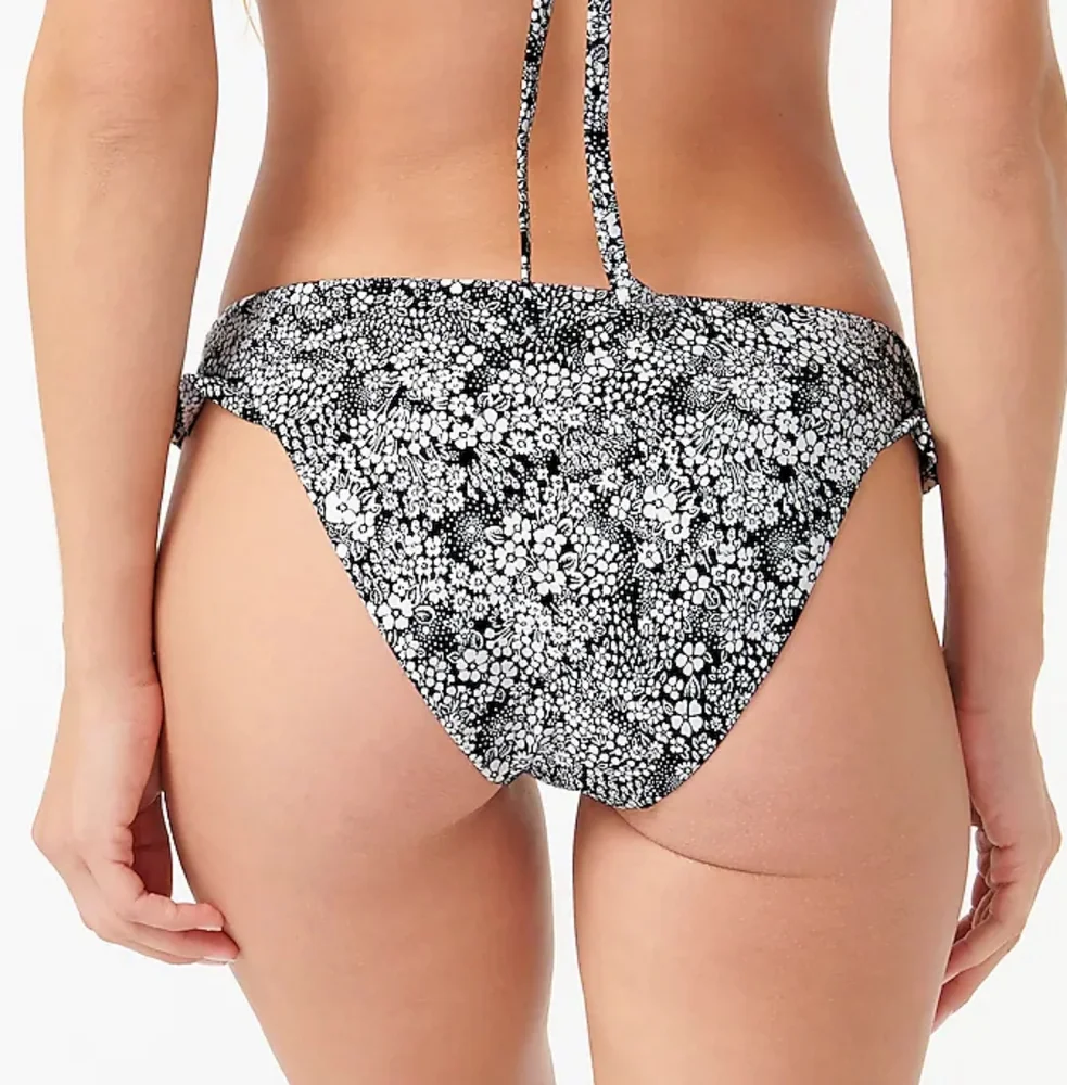 J.Crew Floral Side Ruffle Low Rise Bikini Bottom, Xl, Blue/ White
